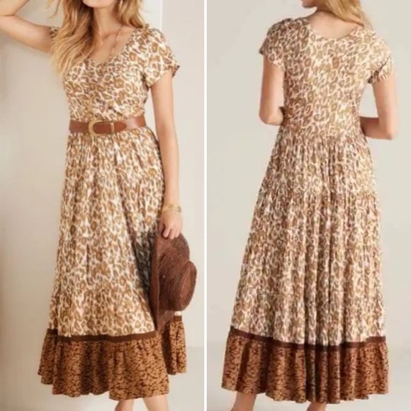 Soft Surroundings Kara Maxi Dress in White Mocha Leopard Print - 3X - Picture 1 of 8